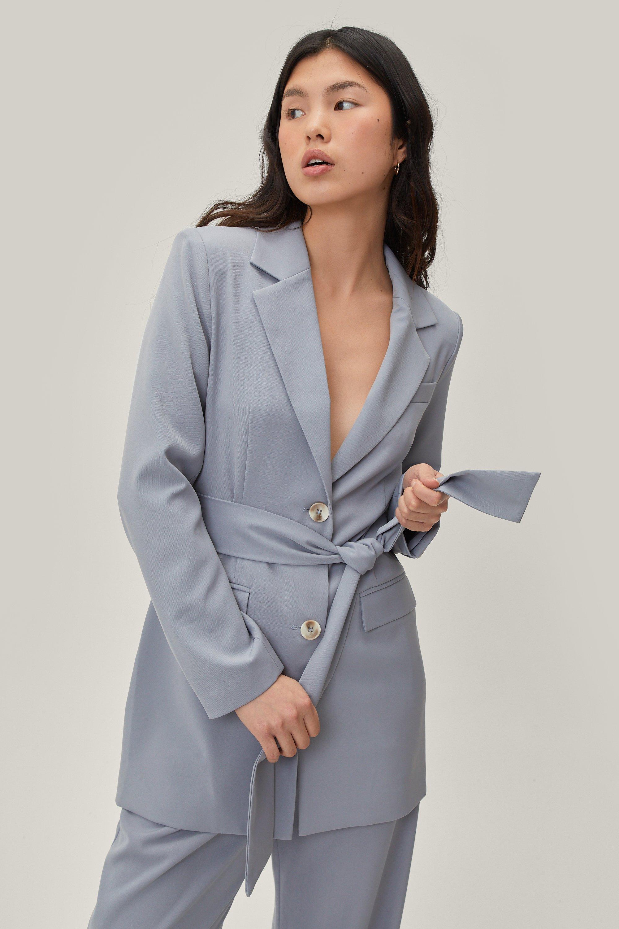 Belted shop longline blazer